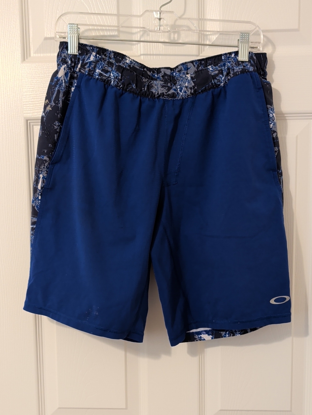 Oakley Blue Swim Shorts with Navy & White Waistband Detail